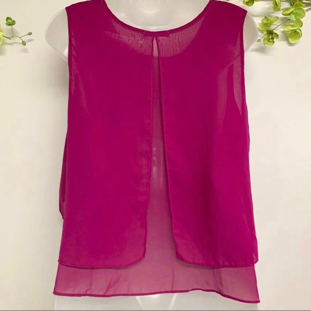 Soprano size medium pink sleeveless ruffle semi sheer top - Picture 5 of 7